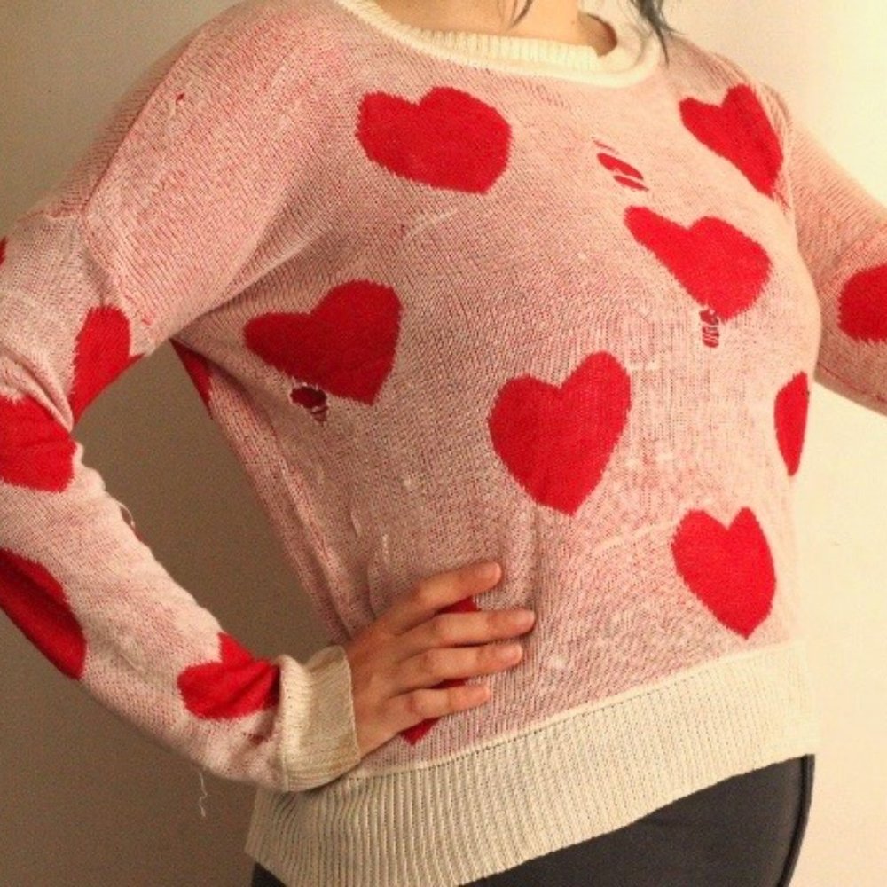 Distressed Heart Sweater (soft!)
